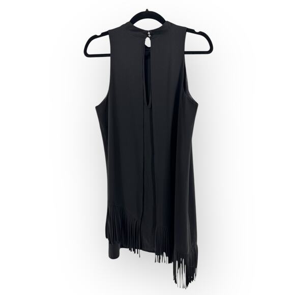 Naked Zebra Ladies Black Sleeveless A-Symmetrical Fringe Layered Dress | Sz M - Picture 3 of 6